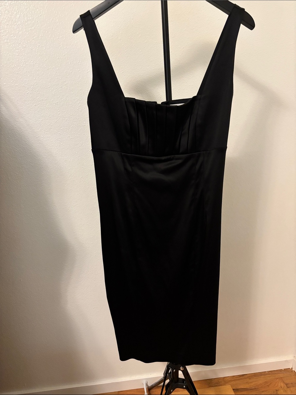 Calvin Klein Black Pleated-Bodice Midi Dress